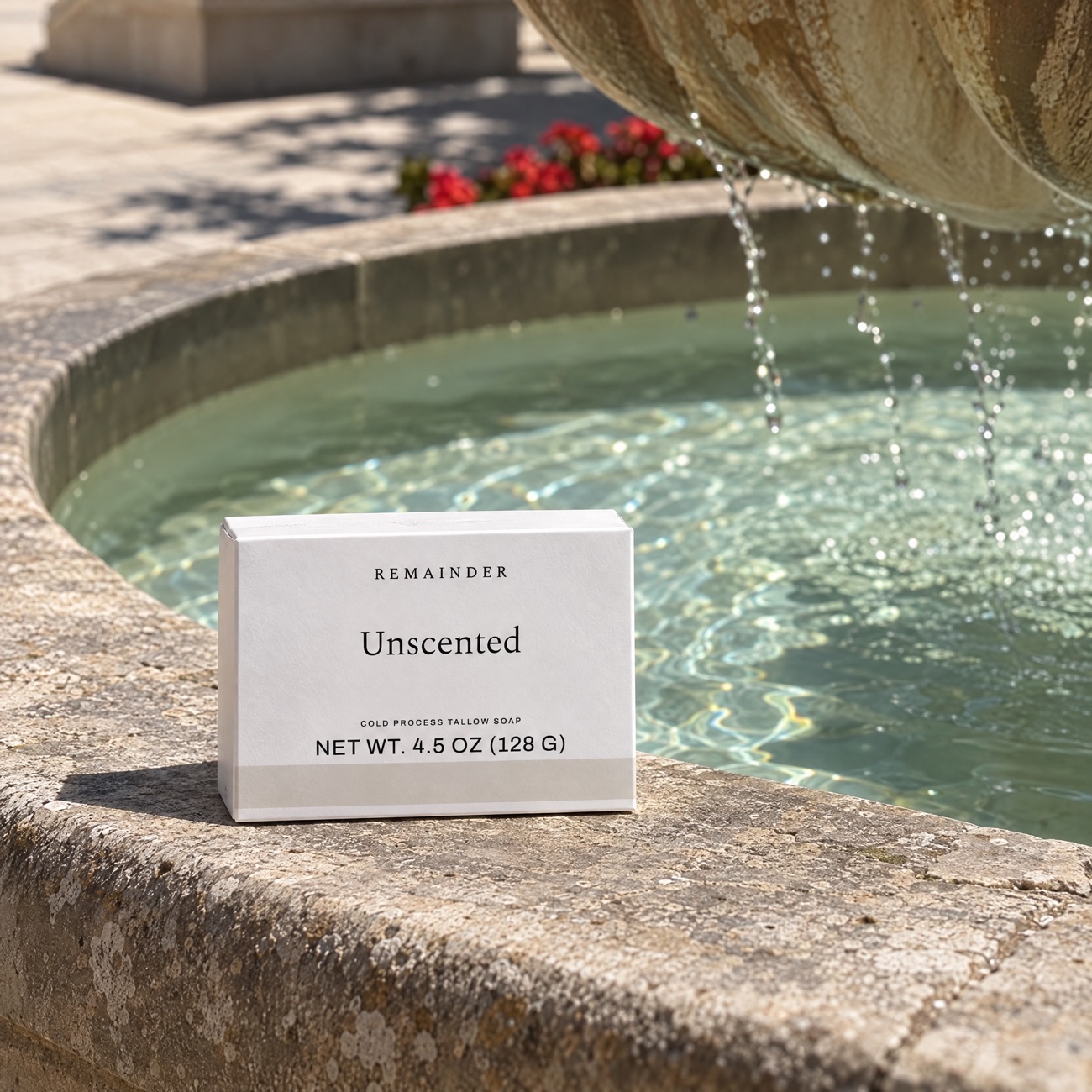 Unscented box on an old fountain rim